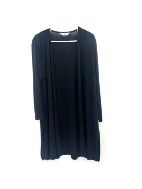 Exclusively Misook Black Open Front Cardigan Women's Medium